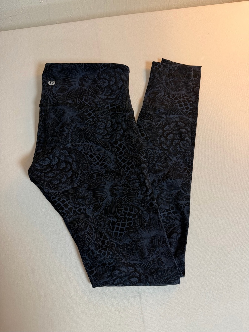 lululemon athletica Black Floral-Pattern High-Rise Leggings